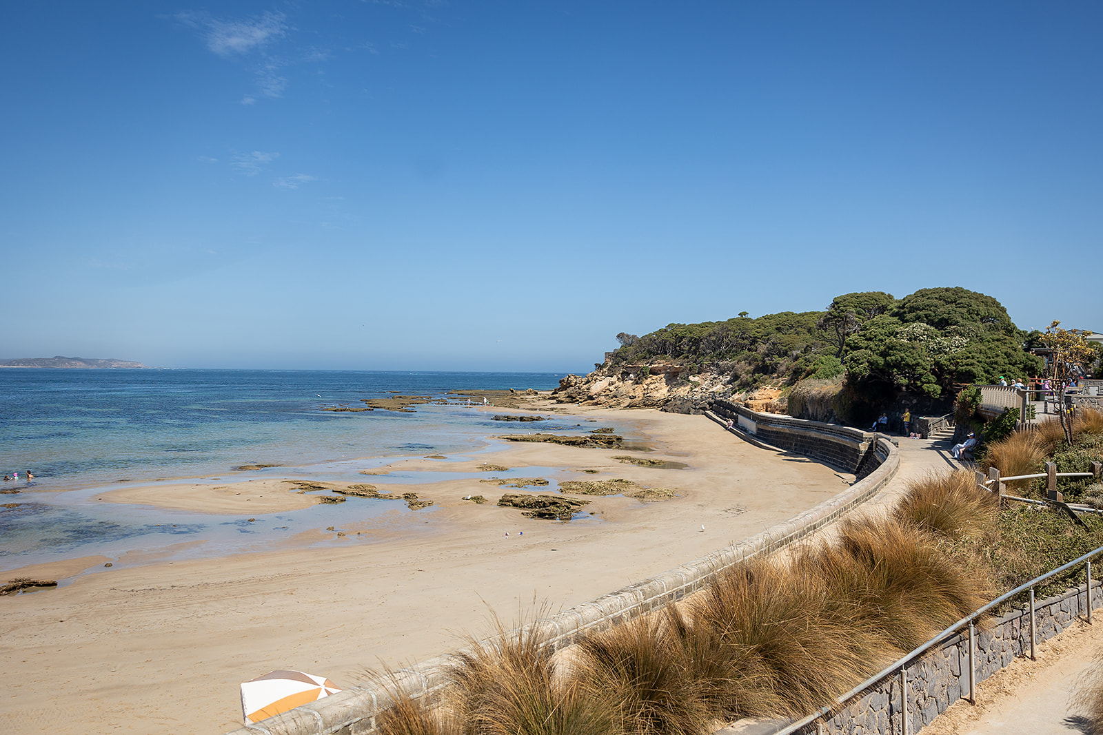 Sheltered sandy cove and coastal headland near Point Lonsdale