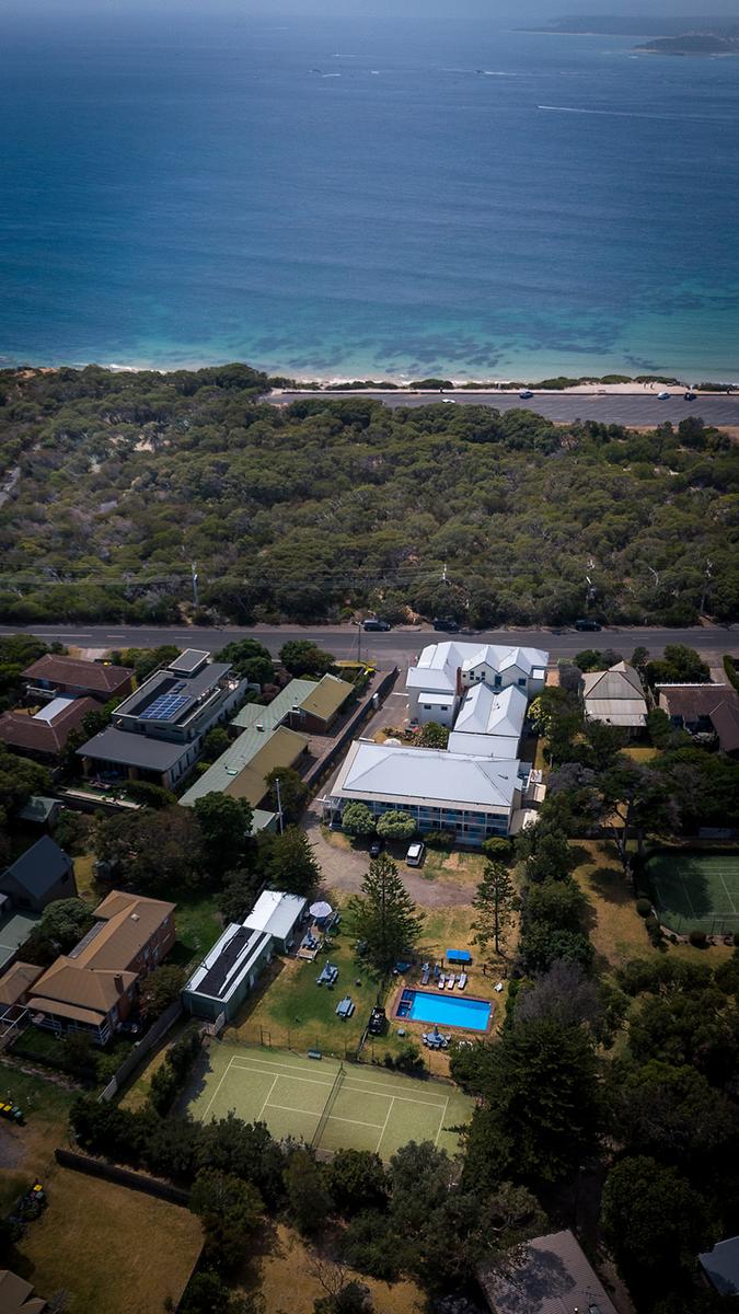 Aerial view of Point Lonsdale Guest House showing the property's proximity to the beach